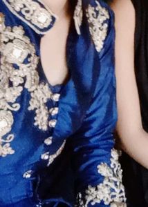 Full Length Navy Blue Front Open Gown