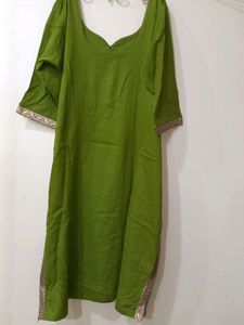 Green Suit , Sleeves 1/3,  With Salwar Length 35, A Beautiful Dupata, 2&#34; Margen