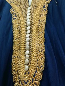 Elegant Blue &amp; Gold Embellished Tunic