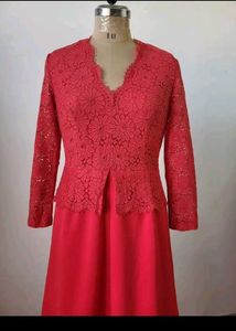 Vintage Red Lace Maxi Dress