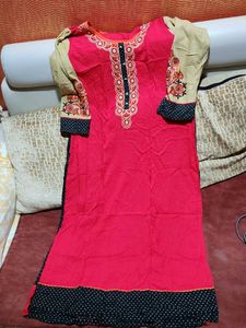 Embroidered Red Kurta