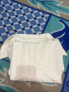 Elegant White Pearl Embellished Shirt