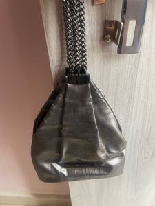 Metallic Grey Silver Chain Bag