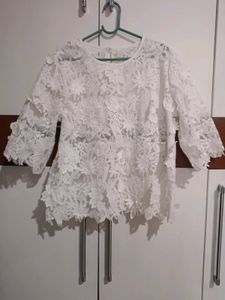 Elegant White Floral Lace Top