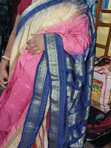 Elegant Pink & Blue Saree