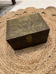 Wooden Vintage Box With Brass