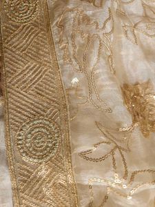 Golden Organza Saree With Blouse