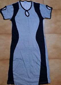Straight Black And White Midi Dress For Women