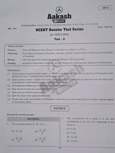 Aakash Institute NEET NCERT Booster Test Series (8 Part Syllabus Tests) 720 marks Mock Test Papers (pdf solutions available)