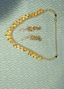 Necklace Chain And Two Piece Earings Set
