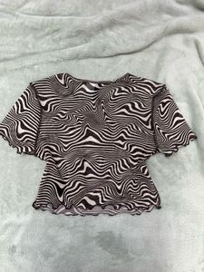 Zebra Print Mesh Crop Top