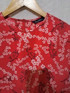 Floral Print Red Top (Women&#39;s)