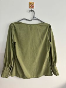 Style Quotient Olive Green Blouson Casual Top