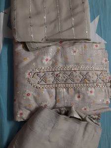 Glace Cotton With Handwork Suit