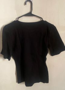 Shein Black Ribbed Tshirt