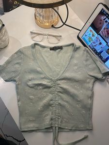 Cute Green Ribbed Top