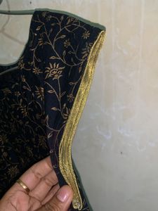 Black Golden V Neck Kurti