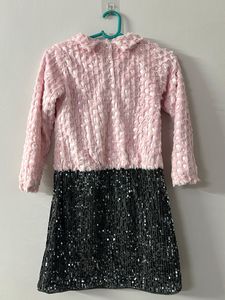 Peppermint Embellished Collared Pink N Black Dress