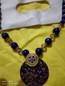Statement Blue Beaded Necklace