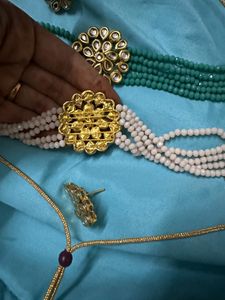 Two Kundan Necklaces With Common Earrings
