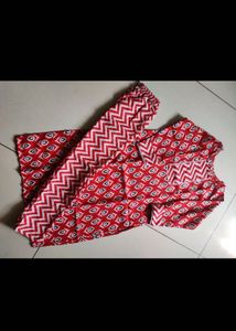 Red Patterned Pajama Set