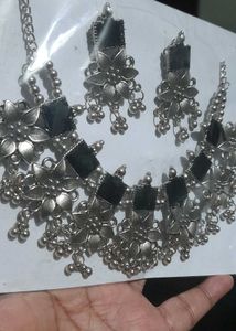 Oxidized Silver Neck set