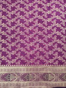 Purple &amp; Gold Banarasi Silk Saree