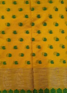 YELLOW- GREEN CHANDERI COTTON SAREE