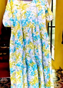 Green pure cotton feeding dress