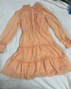 Peach Swiss Dot Mini Dress Swap Available