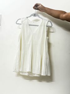 Pleated Chiffon Top Cream Color