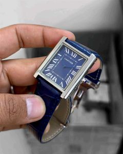 Cartier Tank Watch - Blue Leather