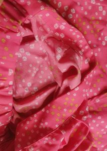 Pink Geometric Printed V Neck Flared Sleeves Crop