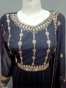 Elegant Black and Gold Anarkali Suit
