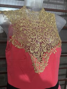 Pink Dress with Gold Lace