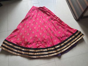 Pink & Gold Print Skirt