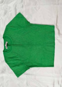 Green Top and Patterned Mini Skirt