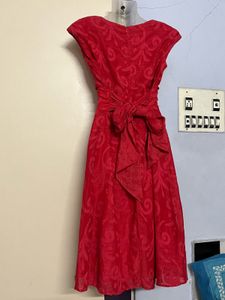 Pintrest Red Patterned Midi Dress
