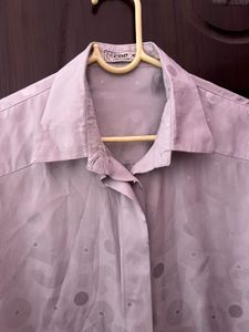 Silver Silk Shirt With Bell Sleeves