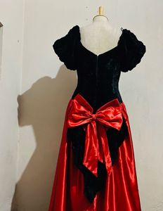 Red &amp; Black Velvet Dress