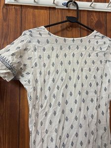 Jaipuri Printed White Kurti
