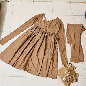 Elegant Brown  Tan Anarkali Suit