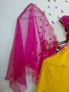 Pink Yellow Flowers Lehnga 🪄