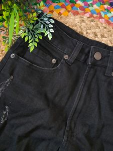Denim Shorts | Black | Waist Size : 24-26