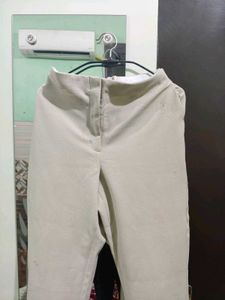 Beige High-Waisted Trousers
