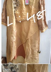 Elegant Gold Kurti And Bottom Plazzo