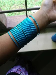 Blue Metal Bangles - Set of Many