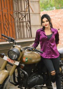 Purple Satin Button-Down Shirt