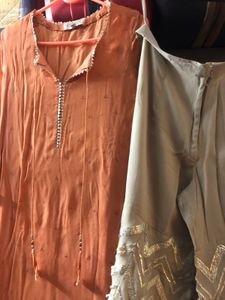 Elegant Orange &amp; Beige Salwar Kameez
