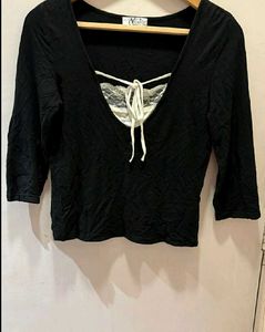 vintage Black Lace Trim Top